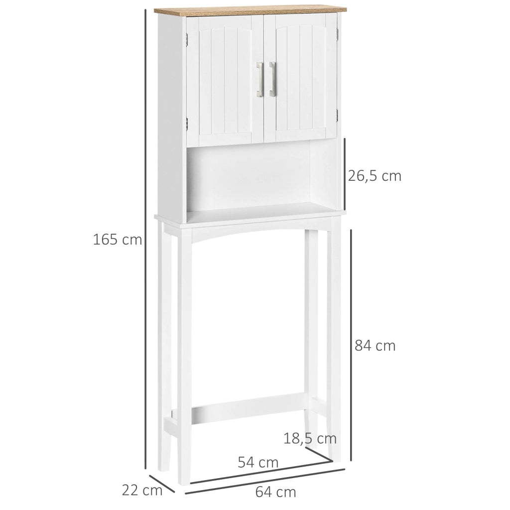 Mobiletto Alto per Lavatrice con Ripiano Aggiustabile sopra WC ¨C Zephmum ¨C Bianco 64x22x165 cm