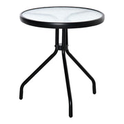 Tavolino da esterno rotondo con piano in vetro e struttura in metallo ¨C zephmum ¨C Nero ?50x55 cm