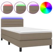 Letto singolo | Letto per adulti | Letto a Molle con Materasso e LED Tortora 90x190 cm in Tessuto