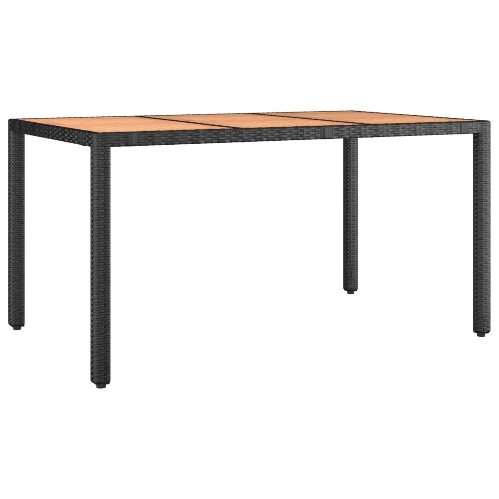 Set Pranzo Giardino 5pz Nero Polyrattan Legno Massello Acacia 3157608