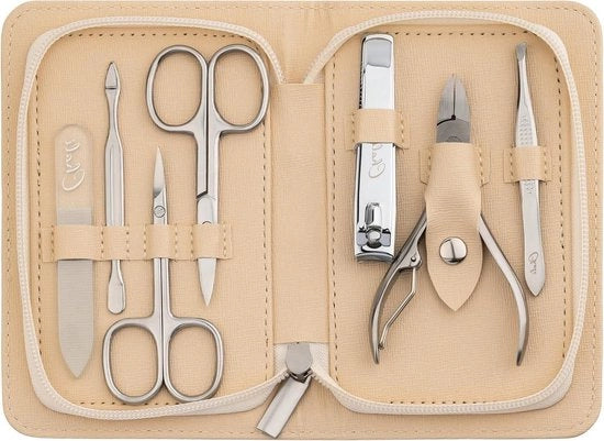 Set di Manicure 7 pezzi in Acciaio Inossidabile per Signore e Signore - Tagliaunghie-Tonaca unghie-Tonacca unghie-Sfoglia unghie con Vetro-Strumento per cura delle cuticole-Applicatore unghie-Pinza