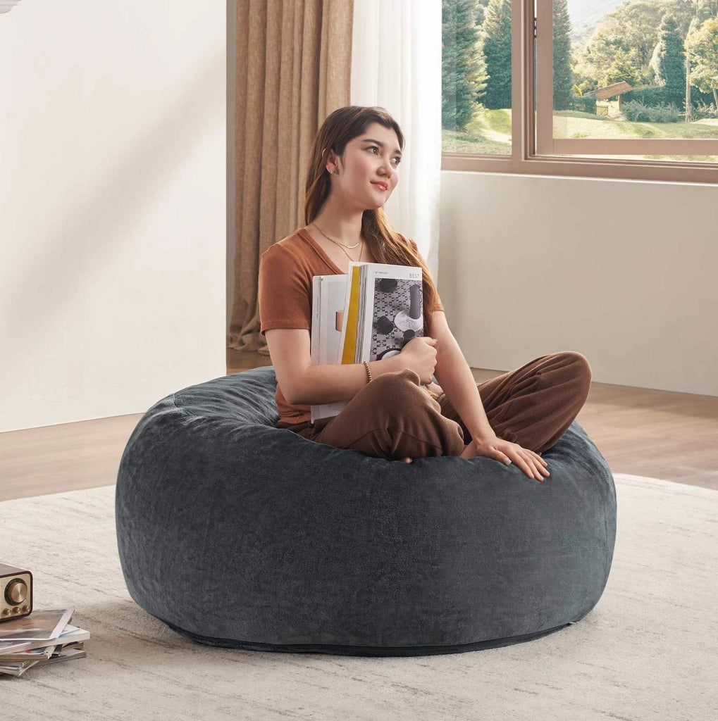 Sedia da relax 50x41x31 cm con schienale alto curvo in flanella nera
