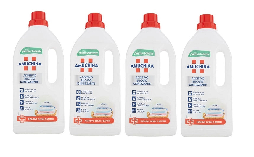 SET 4 AMUCHINA ADDITIVO LIQUIDO IGIENIZZANTE CON AMMORBIDENTE IN FORMATO DA 1 LT