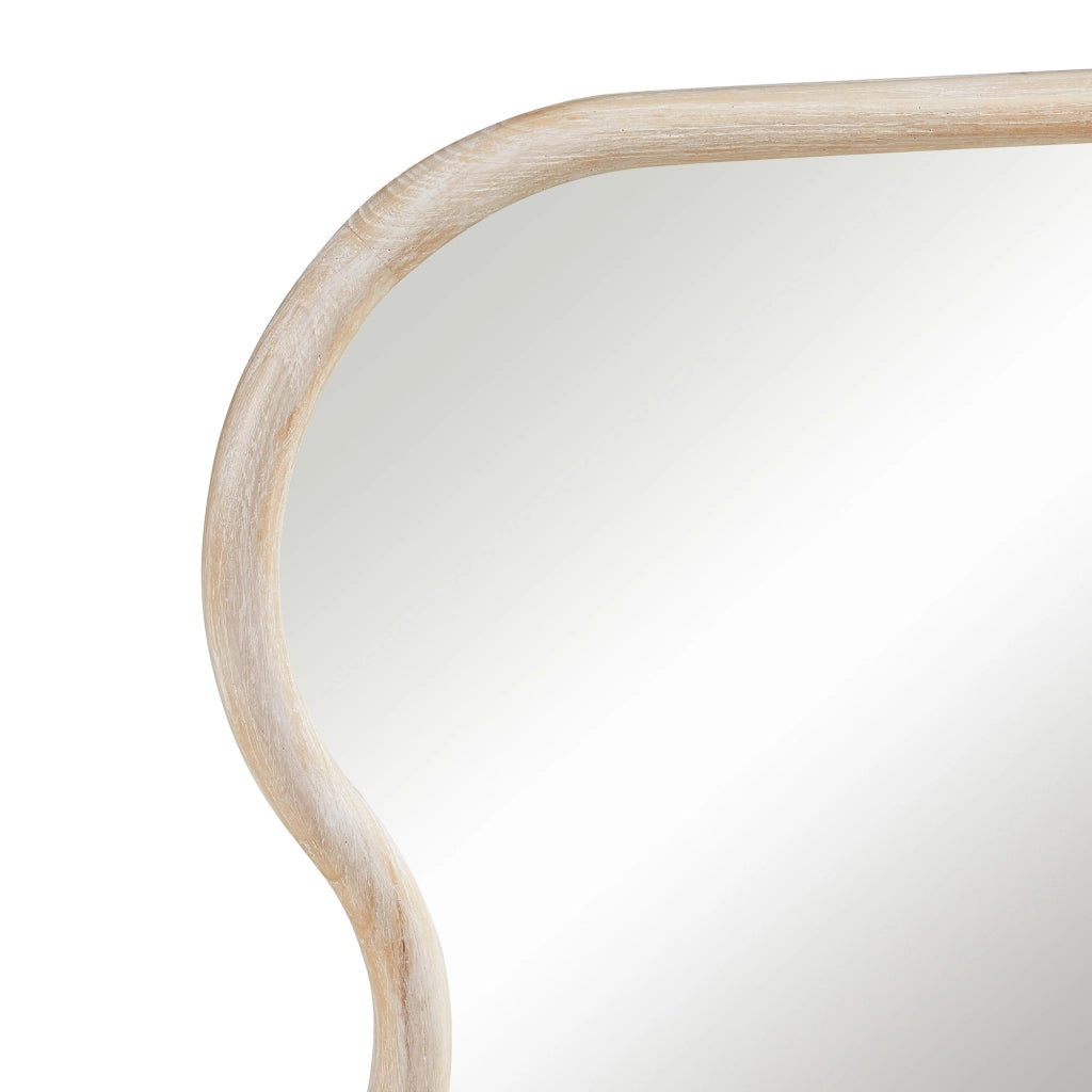 Specchio da Parete Bellerirnu Design Rettangolare con Lati Ondulati 90x60 cm Effetto Rovere Sonoma [en.casa]