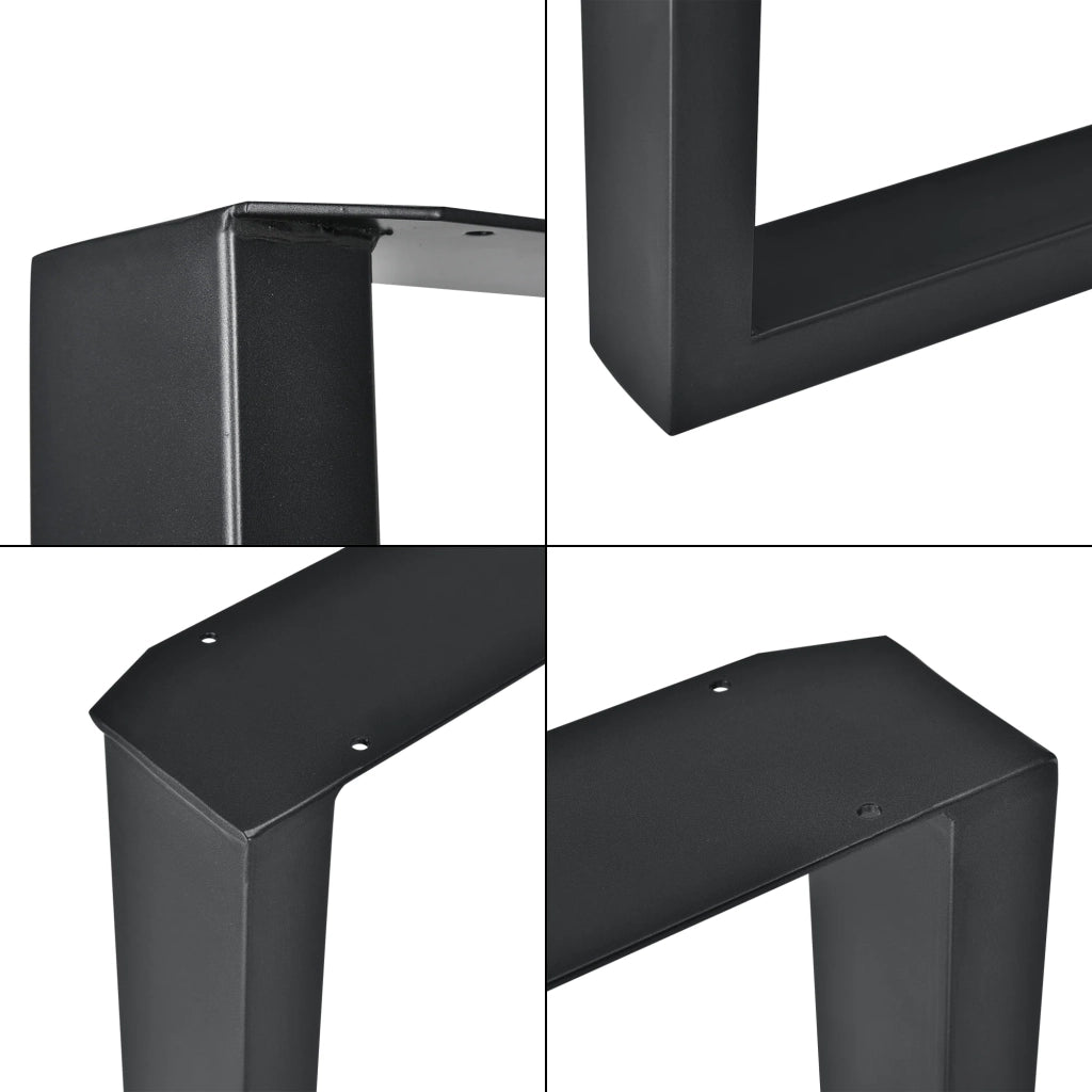 Set di 2 gambe rettangolari per tavolo in metallo 30 x 43 cm nere 03_0003660