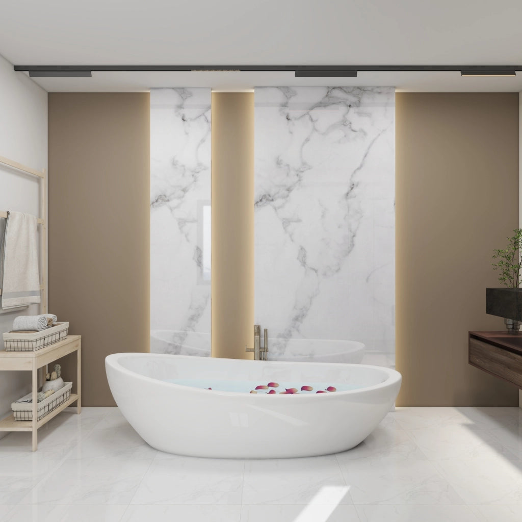 Set Bladel di 4 Pannelli Decorativi in PVC per Parete - Effetto Marmo White Marble [neu.haus]