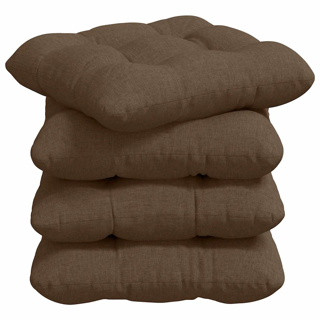 Cuscini per Seduta 4 pcs Marrone 40 x 40 x 12 cm Tessuto 42015064