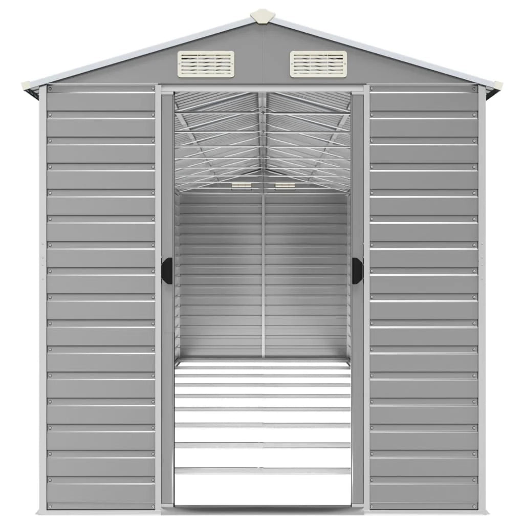 Casetta da giardino cabina ripostiglio casetta da esterno robusta casetta per attrezzi colore chiaro 191 x 810 x 198 cm acciaio zincato grigio 02_0022249