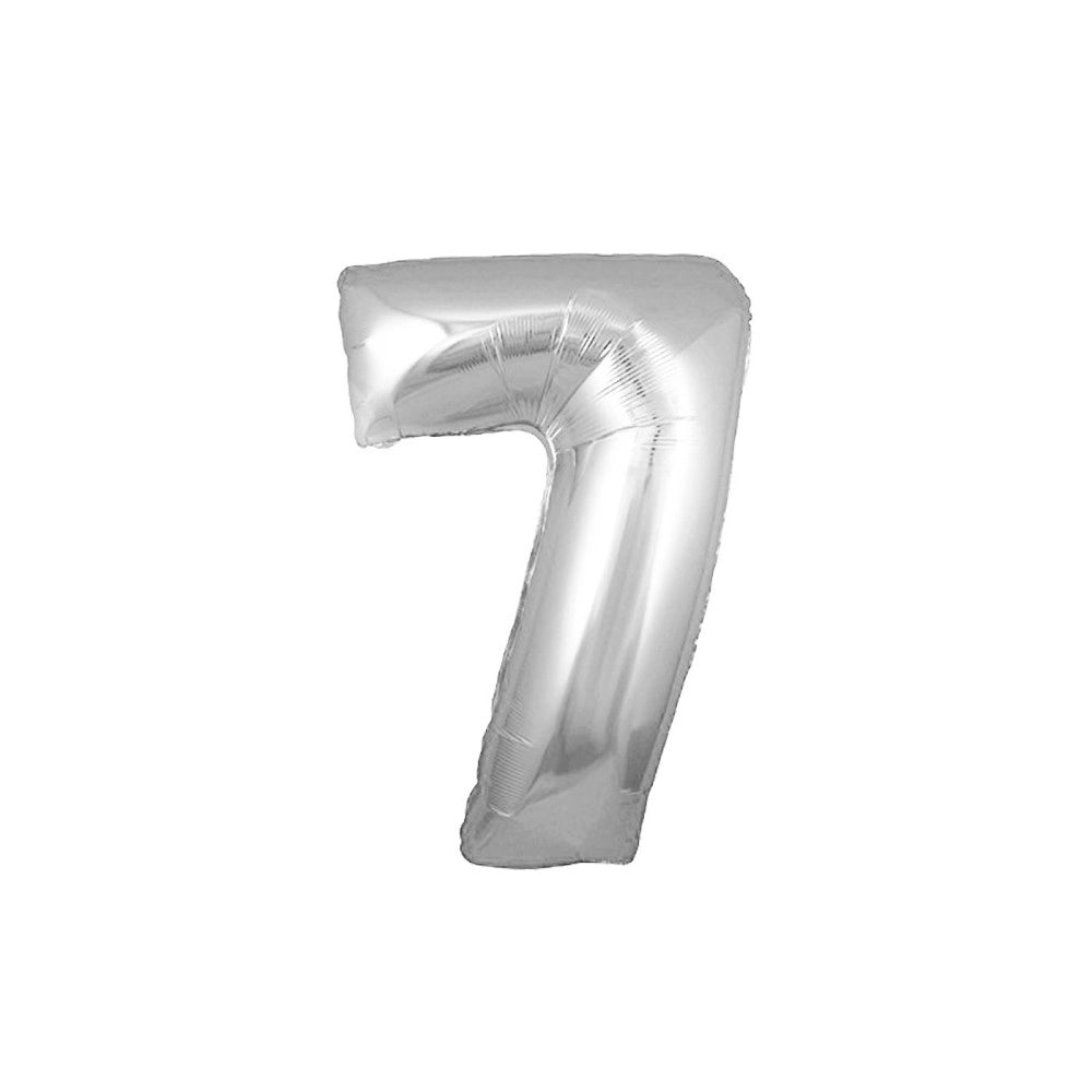 Trade Shop - Palloncino Numero 7 Gonfiabile Elio Argento 35 Cm Compleanno Festa Party Casa -