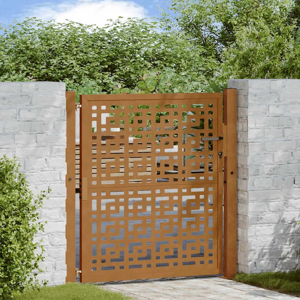 vidaXL Cancello da Giardino 105x105 cm Acciaio Corten Design a Croce