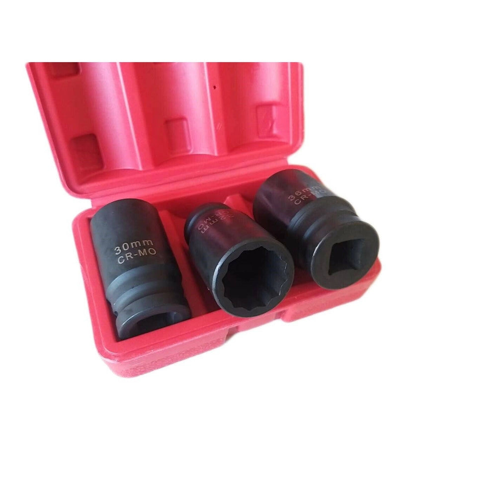 Trade Shop - Bussole Boccole Per Pistola Avvitatore Pneumatico Set 3 Pz 3/4" Da 30 A 36mm -