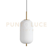UMILE SOSPENSIONEI LED 3000K 20W  2050 lm ORO SATINATO E VETRO BIANCO SOFFIATO 22CM