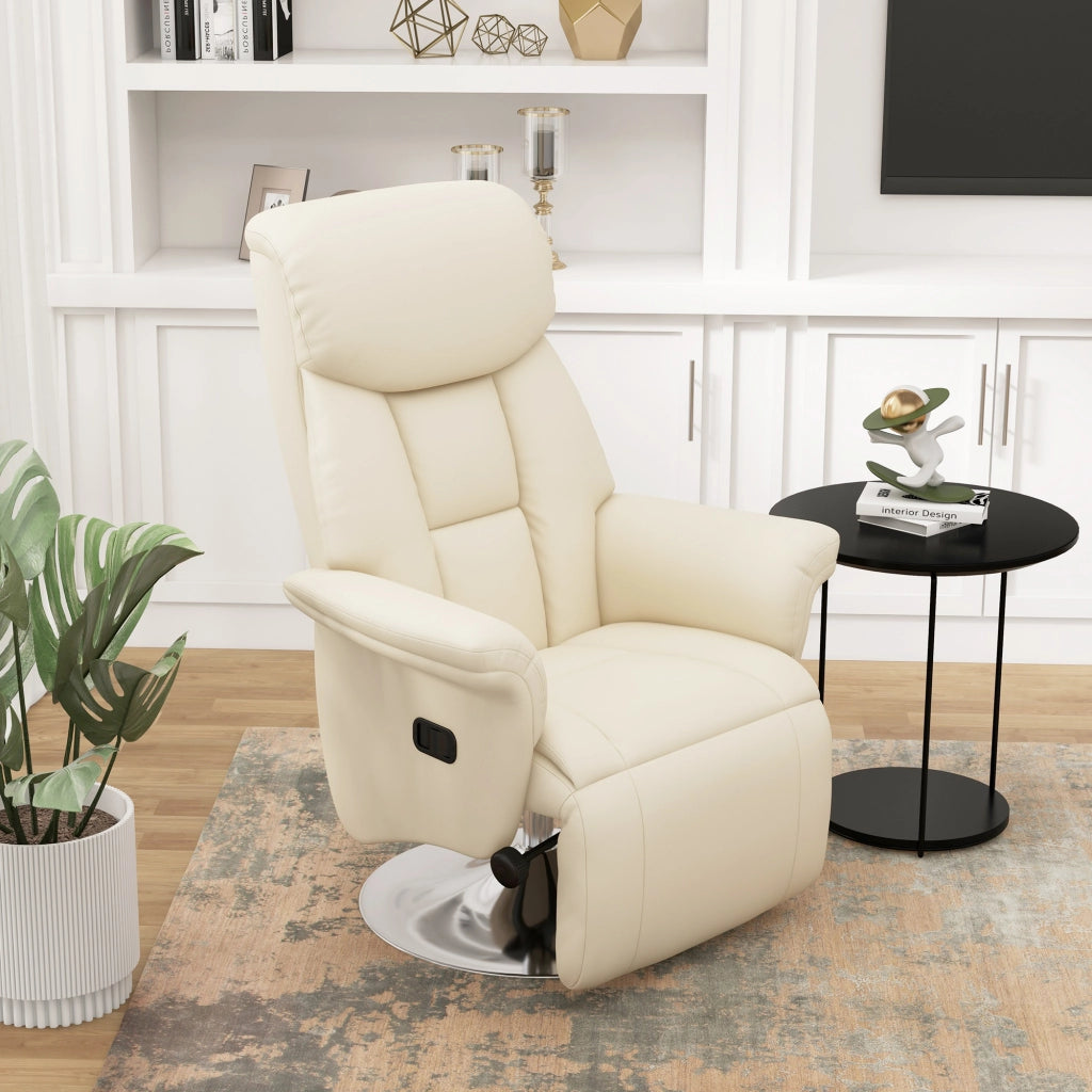Poltrona Relax Reclinabile Girevole con Poggiapiedi ¨C zephmum ¨C Crema