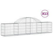 Cestini gabbioni recinzione a gabbia muro di contenimento ad arco 13 pezzi 200 x 30 x 40/60 cm ferro zincato argento 02_0040363