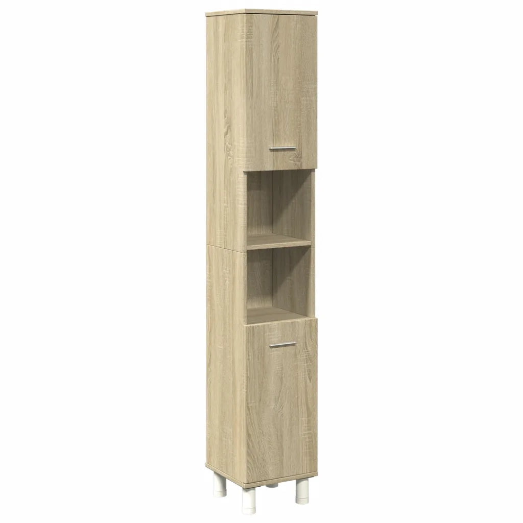Set Mobili da Bagno | Armadio da bagno 4 pz Rovere Sonoma in Legno Multistrato