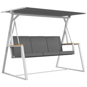 Dondolo da Giardino 3 Posti con Tettuccio ¨C Xylo ¨C Acciaio Grigio Scuro 205x130x175 cm