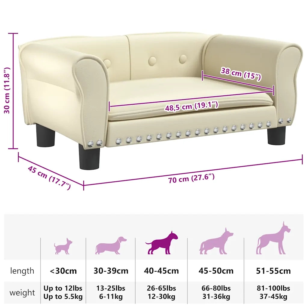 Lettino per Cani Crema 70x45x30 cm in Similpelle
