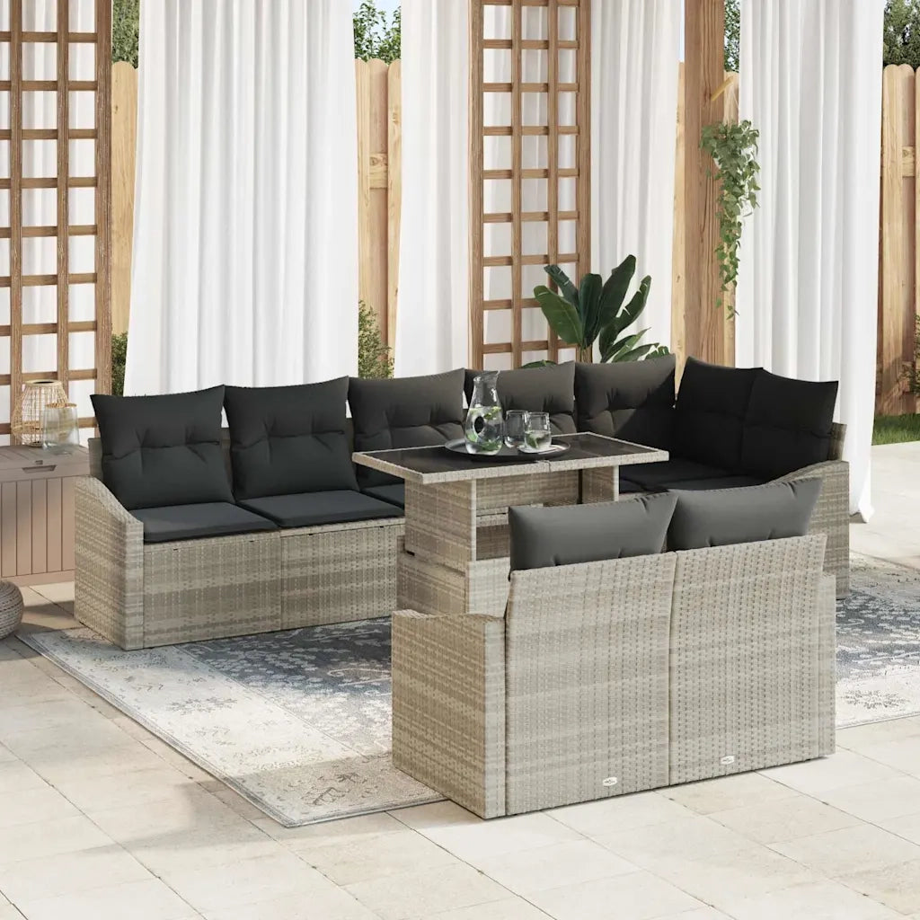 Set Divano da Giardino con cuscino 9 pcs Grigio chiaro