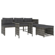 Set da pranzo da giardino 4 pezzi e cuscini in resina intrecciata grigia 02_0014762
