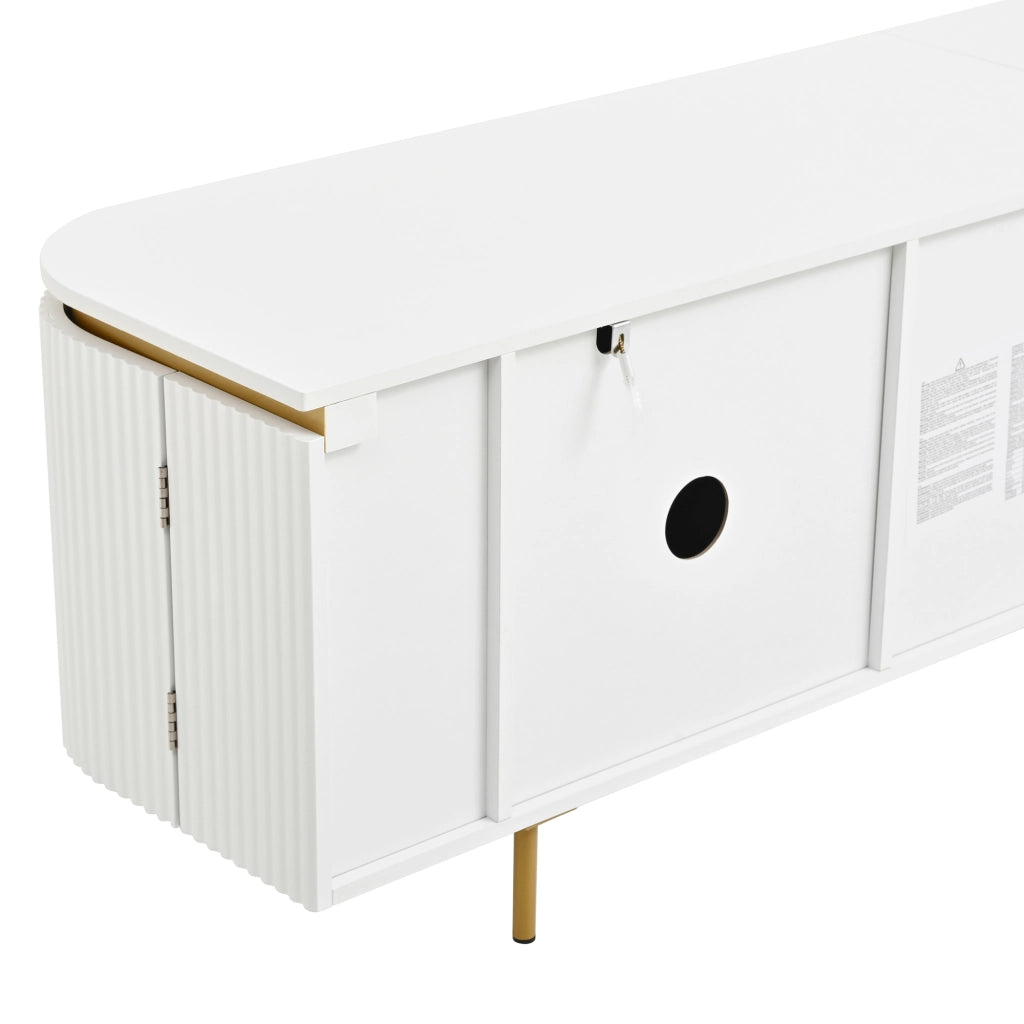 Mobile porta TV 180x38x46 cm con sei ante e passacavi in MDF bianco
