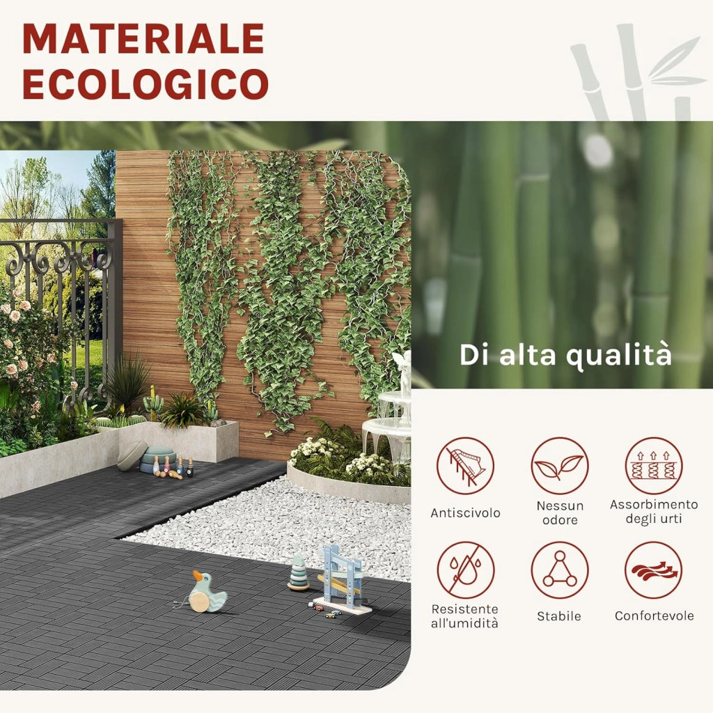 Pavimenti da Esterno Balcone/Giardino/Terrazza Piastrelle ad Incastro in WPC, Legno Composito Grigio 22 Pannelli / 2 ㎡