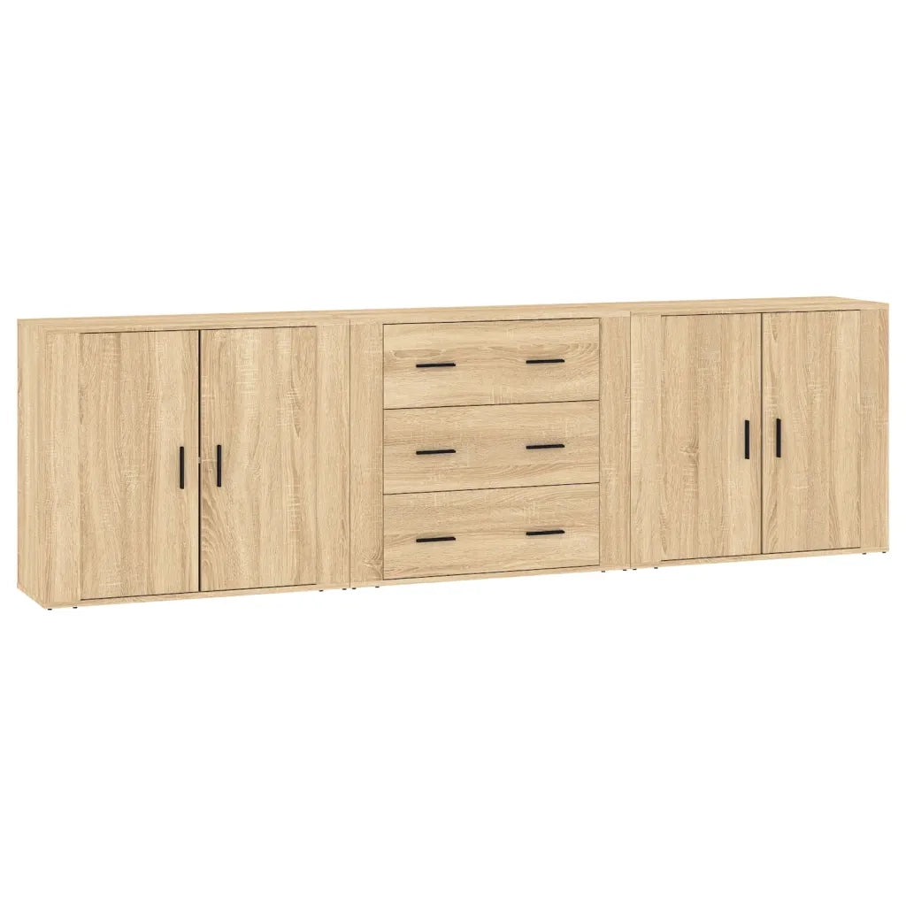 Credenze 3 pz | Madia | Buffet da pranzo | Armadio da pranzo Rovere Sonoma in Legno Multistrato