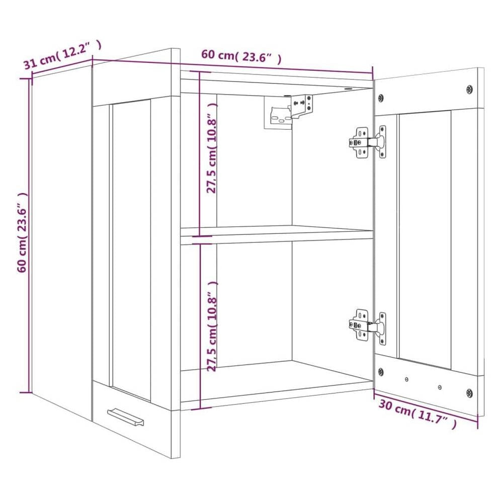 Lyon Wall Cabinet, Glass, Grey Sonoma, 60x31x60 Cm, Wood-based Material