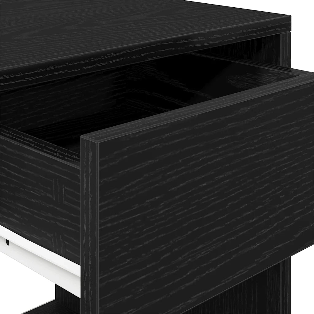 Comodini con Cassetto 2 pz Rovere Neri 35x34x66,5 cm 858716