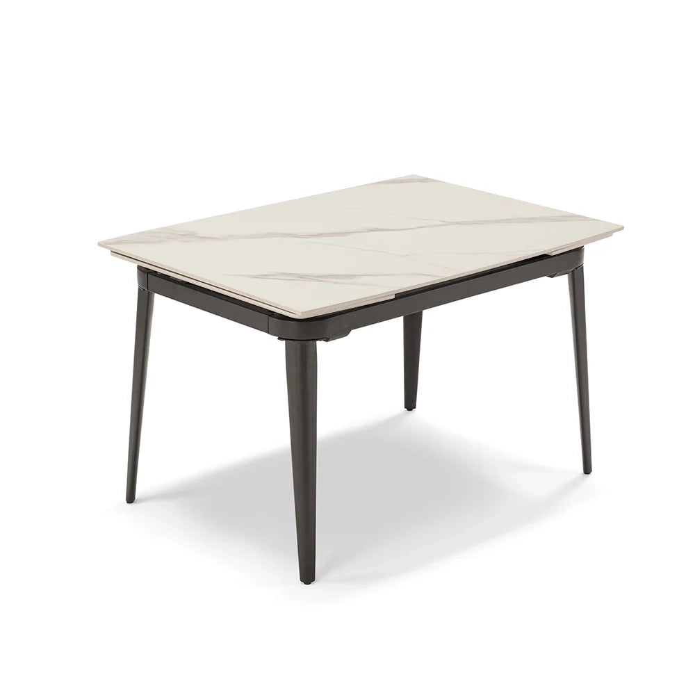Tavolo da pranzo allungabile 120X90 Marmo di Carrara modello ZANTE fino a a 180 CM per sala da pranzo, cucina e soggiorno, design moderno con top in grès ceramico