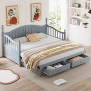 Divano letto estraibile 90/180 x 190 cm con cassetti e rete a doghe; grigio