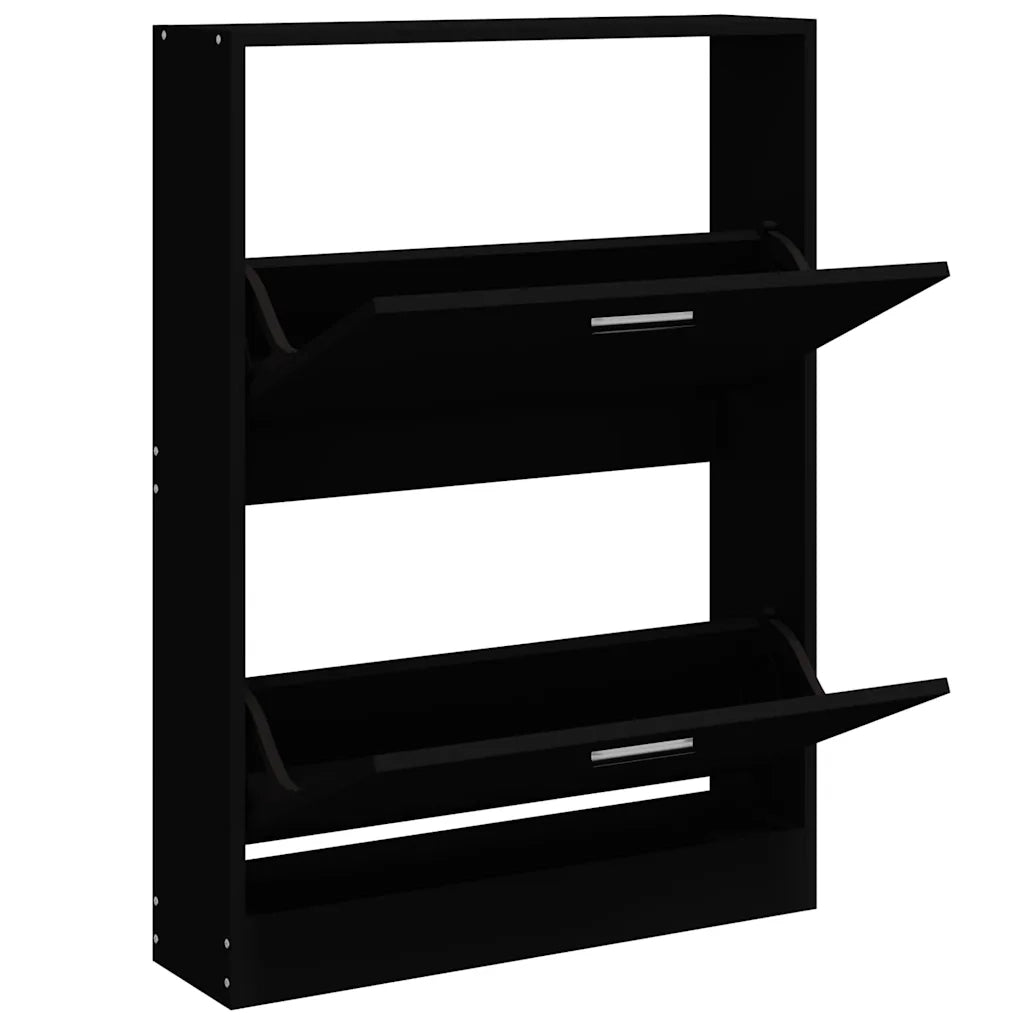 Scarpiera-Scaffale per scarpe Nero 59x17x81 cm in Legno Multistrato