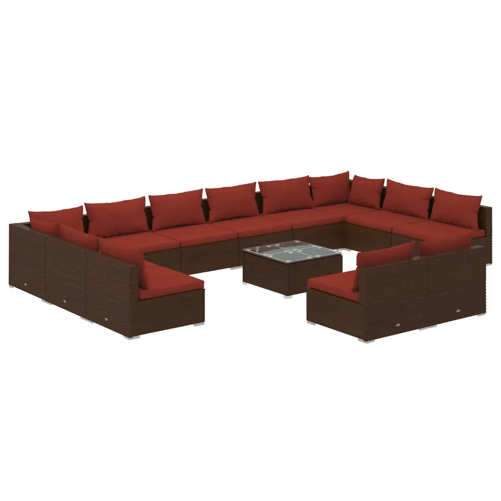 Set Divani da Giardino 13 pz con Cuscini in Polyrattan Marrone cod mxl 35073