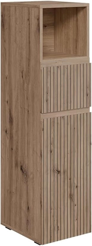 mobiletto bagno Takumi, Artigiano, 30 x 112.6 cm con cassetto e anta, per la conservazione e l'organizzazione degli accessori da bagno