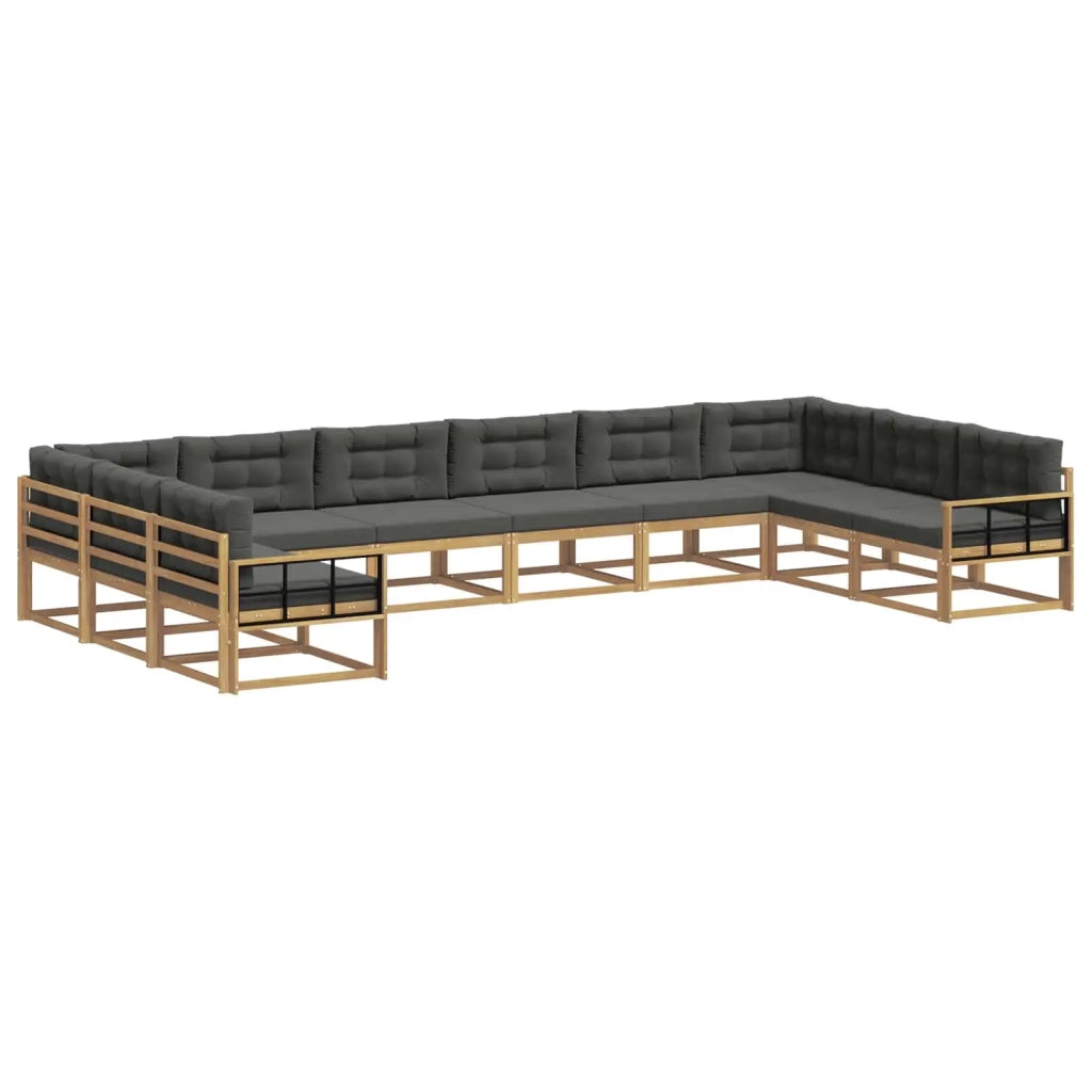 Set di divani da esterno con cuscino 10 pcs Bianco e Antracite