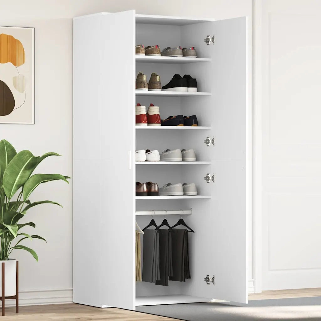 Mobile per scarpe-Scarpiera Bianco 80 x 39 x 178 cm Legno multistrato