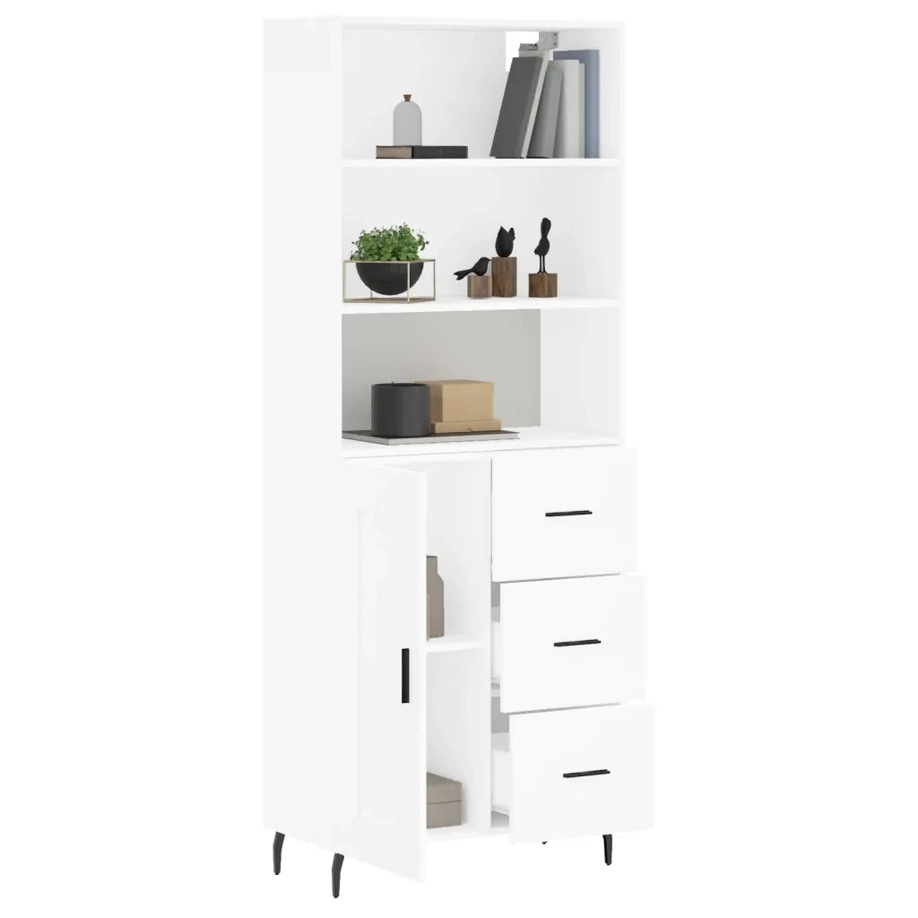 Credenza-Buffet-Armadio da cucina Bianca 69,5x34x180 cm in Legno Multistrato 341627