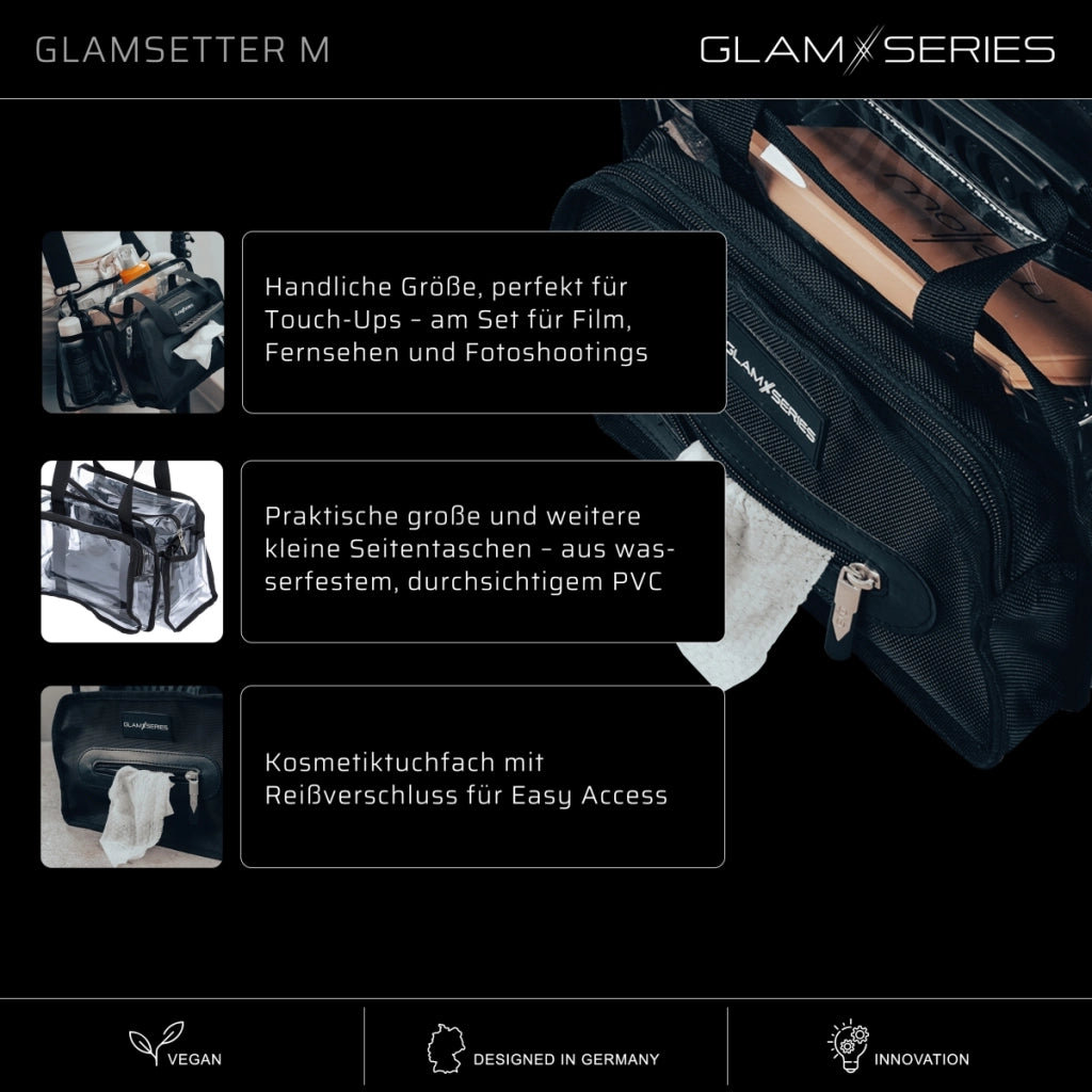 GlamSeries GlamSetter M Borsa per trucco 230 x 120 x 180 mm, beauty case trasparente con diverse opzioni di trasporto