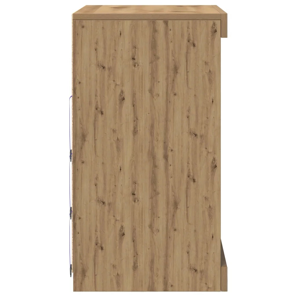 Madia LED con strisce LED Rovere artigianale 60,5 x 37 x 67 cm 863043