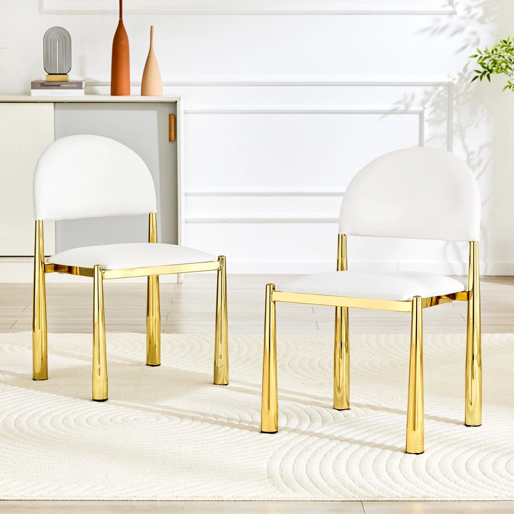 SEDIA da pranzo imbottita 80 cm in PU bianco, Set da 2 pezzi