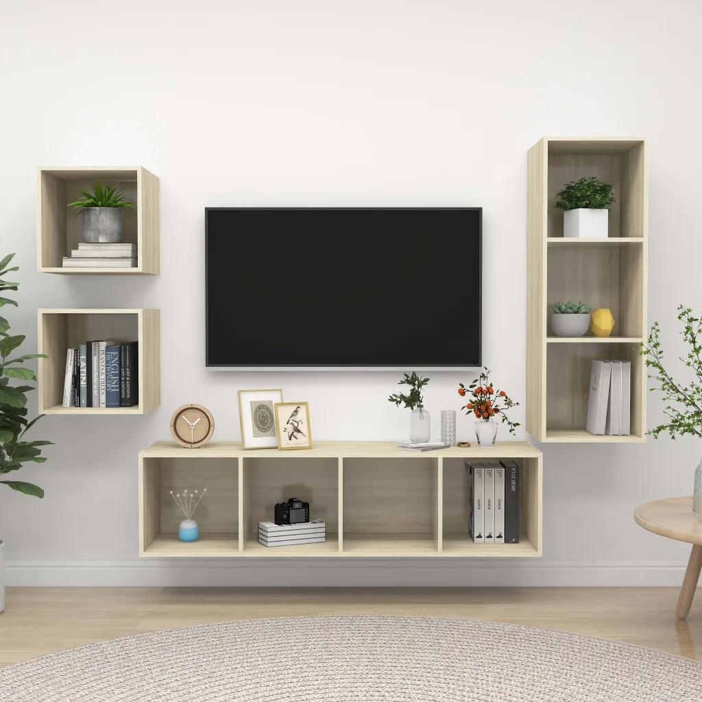 Set Porta TV 4 pz Rovere Sonoma in Truciolato cod mxl 62103