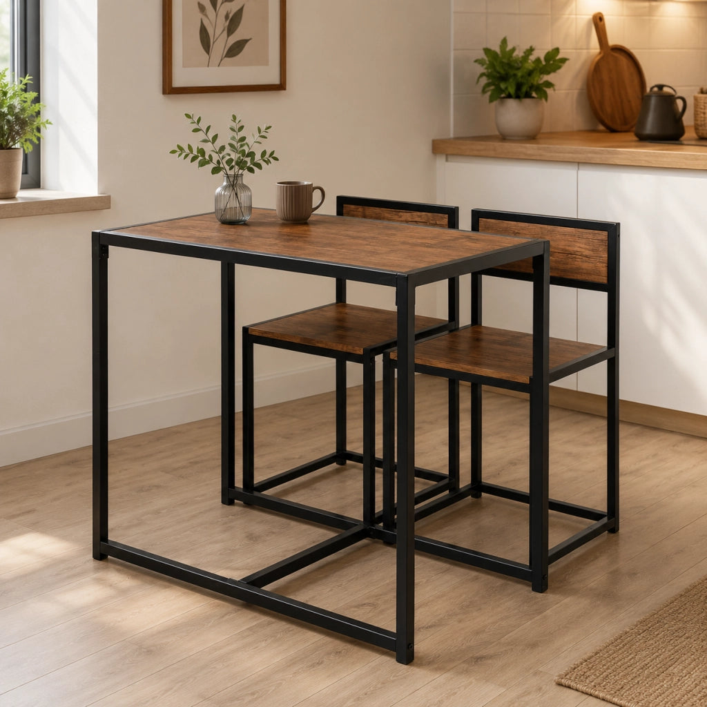 Set da pranzo con tavolo e 2 sedie 90x47x76 cm; compatto; MDF; naturale