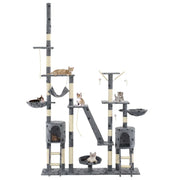 Tiragraffi albero per gatti cuccia per gatti giocattolo animale di peluche 230-250 cm impronte di zampe grigio 3702047