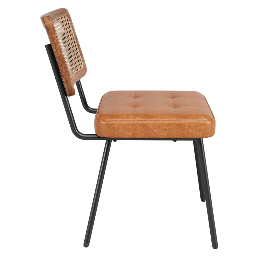 Sedia da pranzo 61x46x79 cm marrone – schienale in rattan, set da 2