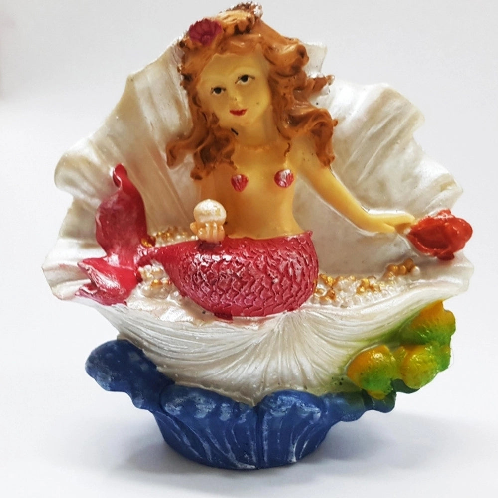 Trade Shop - Sirena Conchiglia Perla Rocciosa 11x5x11.5cm Ornamento Acquario Arredo Pietra -