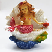 Trade Shop - Sirena Conchiglia Perla Rocciosa 11x5x11.5cm Ornamento Acquario Arredo Pietra -