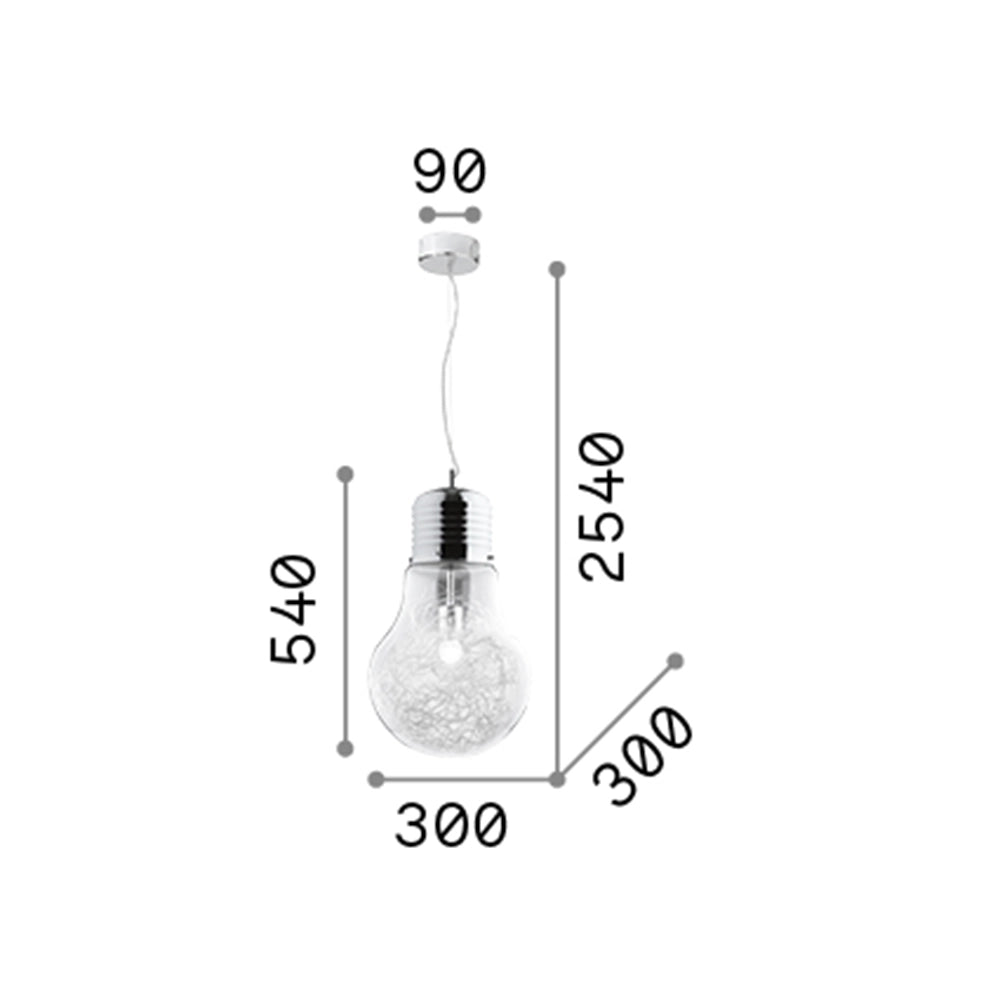 Sospensione Moderna Luce Metallo Trasparente 1 Luce E27 Big