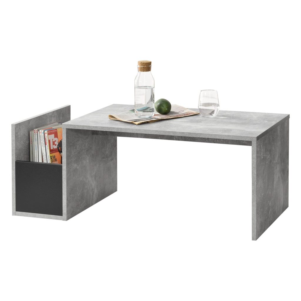 Tavolino da Salotto Bollnäs con Vano Aperto Laterale 90 x 45 x 35 cm - Effetto Cemento [en.casa]
