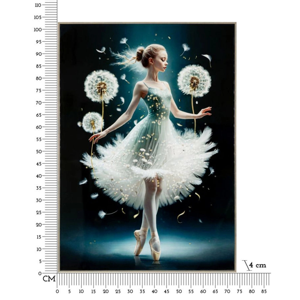 Dipinto su tela Dancing A ballerina con tarassachi, 72x102 cm
