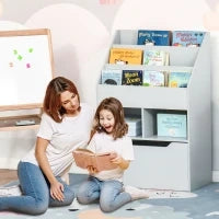 Libreria per Bambini con Cassetto, Libreria con Ripiani, 60 x 29,9 x 90 cm, Grigio