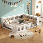 Daybed 140x200 cm in bianco con rete a doghe, vano laterale, prese USB e stazione di ricarica, struttura in truciolare e MDF